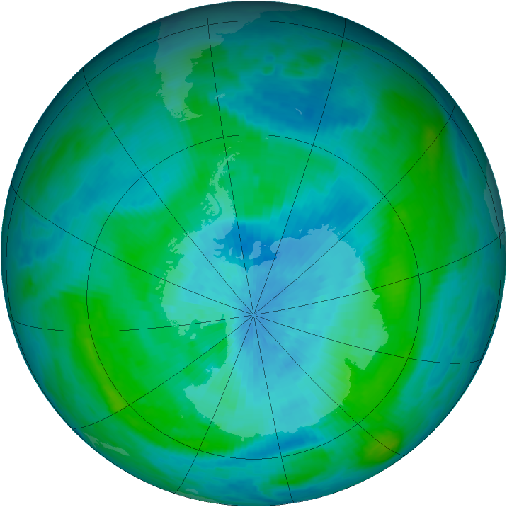 Antarctic ozone map for 01 March 1990